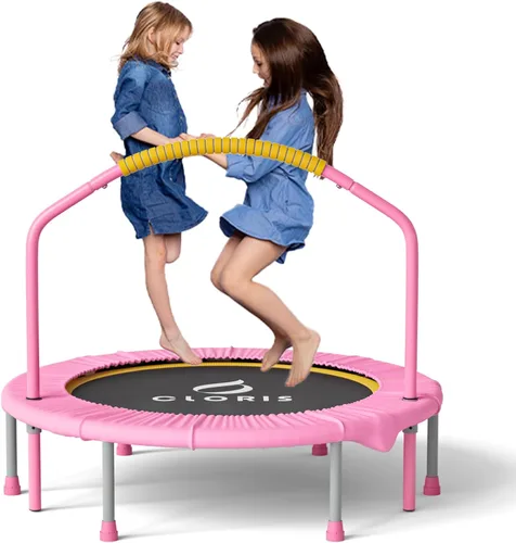 CLORIS 38in/48in Folding Trampoline - Max Load 220lbs / 450lbs Trampoline Rebounder Trampoline with Adjustable Foam Handle, with safty Padded Cover