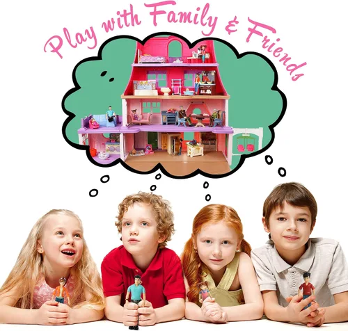 Miniatura 7 de Beverly Hills Sweet Li'l Family - Juego de 9 figuras flexibles para casa de muñecas: abuelo, abuela, mamá, papá, hermana, hermano, niño pequeño