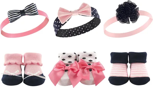 Miniatura 25 de Hudson Baby Conjunto de regalo de diadema y calcetines para niña Flor azul marino rosa