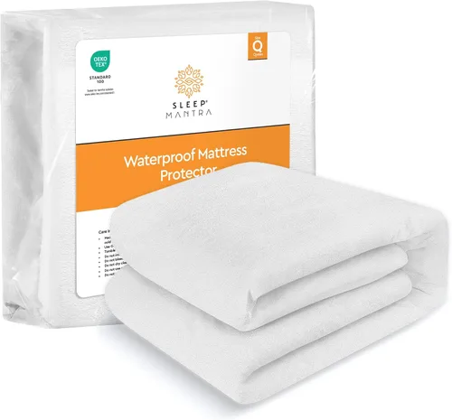 Miniatura 11 de Sleep Mantra Protector de colchón impermeable – Terry – Funda de cama transpirable, silenciosa e hipoalergénica – Estilo de sábana bajera