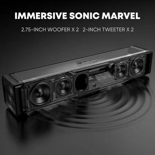 Miniatura 2 de Saiyin Sound Bar,Soundbar for TV with 4 Powerful Speakers,Surround Sound System for TV,17 inch Soundbar with Bluetooth/HDMI-ARC/Optical/AUX,Wall