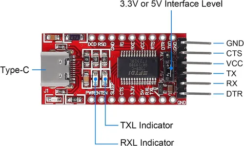 Miniatura 4 de 2 unids FT232RL FTDI USB 3.3 V 5.5 V a TTL módulo adaptador serie para Arduino FT232 Pro Mini puerto Tipo-C USB a TTL 232