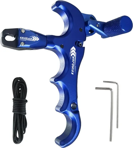 Miniatura 15 de Lanzador de ayuda de arco compuesto y cuerda de bucle D, ajustable puede girar 360° pulgar liberación arco ayuda aleación de aluminio, ayudas