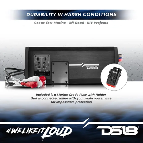 Miniatura 3 de DS18 Hydro NXL-X850.4D Amplificador marino impermeable de 4 canales, clase D, rango completo a 4 ohmios, 250 x 4 RMS 2400 vatios de pico, ideal