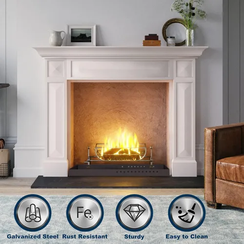 Miniatura 6 de Bandeja rectangular para chimenea, cenicero expandible para recoger cenizas, acero galvanizado con recubrimiento en polvo, soporte ajustable