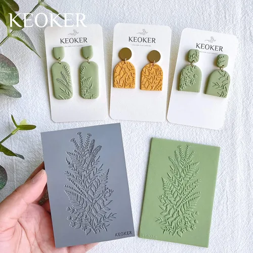 Miniatura 4 de Keoker Hojas de textura de arcilla polimérica, alfombrilla de textura de arcilla para hacer aretes de joyería, herramientas de aretes de arcilla