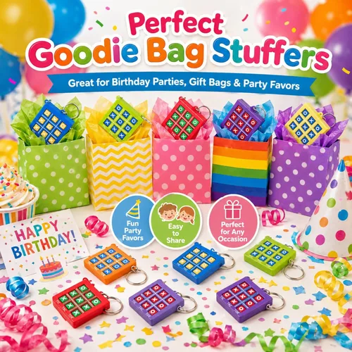 Miniatura 4 de Hicarer 16 llaveros de fiesta de Tic Tac Toe para fiesta de cumpleaños a granel, regalos de fin de año para estudiantes, niños de 8 a 12 años