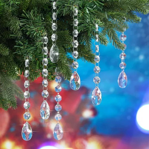 Miniatura 4 de Nuenen - 100 piezas de cristales acrílicos colgantes para centros de mesa, candelabro, guirnalda de cristal transparente, hebras de adorno, cuentas