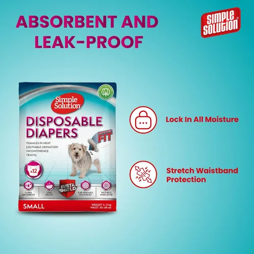 Miniatura 4 de Simple Solution Pañales para perros desechables, 12 unidades, S