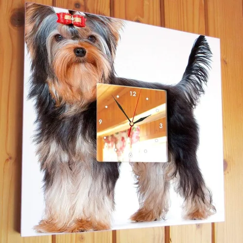 Miniatura 2 de Yorkshire Terrier Yorkie Dog Wall Clock Framed Mirror Decor Printed Pet Lovers Art Home Design Gift