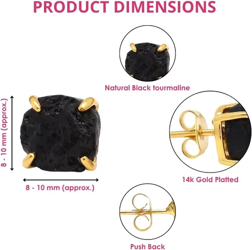 Miniatura 12 de Gempires Natural Raw Prong Setting Stud Earrings, 8-10 mm Crystals Earring, Handmade Jewelry, Gift for Her