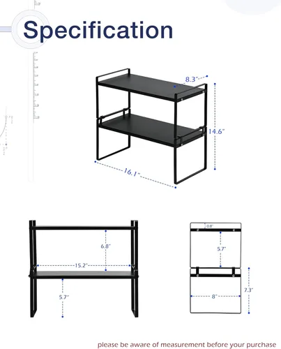 Miniatura 3 de Nxconsu Paquete de 2 estantes apilables para gabinete, organizador elevador para armario de cocina, despensa, encimera, organización del hogar