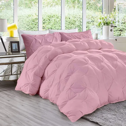 Miniatura 20 de Juego de edredón plisado de 3 piezas de 21.16 oz/m² para todas las estaciones (edredón + 2 fundas de almohada), relleno de edredón de algodón