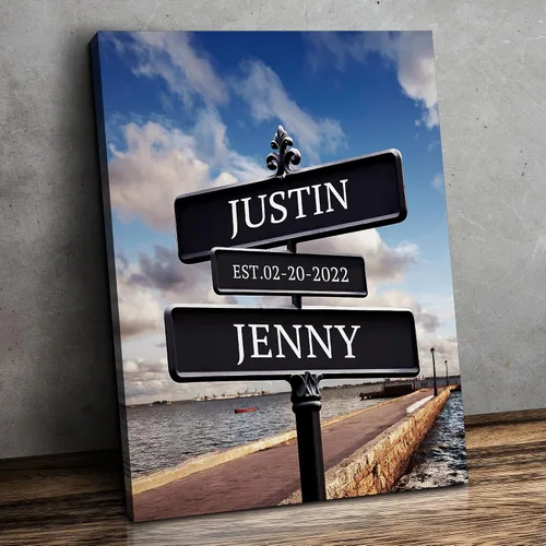 Miniatura 20 de CP CANVASPATH Nombre y fecha de pareja en la playa, impresiones en lienzo personalizadas, regalo de amor para aniversario, boda, cumpleaños y Arte