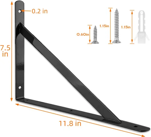 Miniatura 2 de STARVAST Paquete de 4 soportes de estante resistentes de 11.8 x 7.5 pulgadas, estantes flotantes negros triangulares, ángulo de 90 grados, soporte