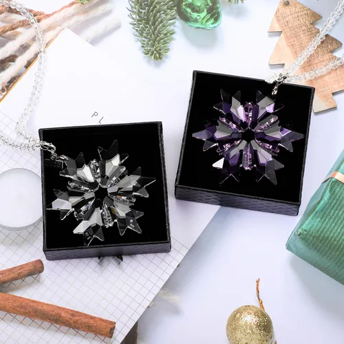 Miniatura 3 de Remerry Adorno navideño de copo de nieve de cristal para árbol, colgante de cristal de copo de nieve transparente, regalo de adorno de Navidad