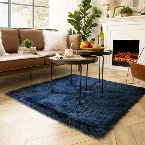 Miniatura 115 de Ashler Home Deco - Tapete de pelo sintético de oveja, mullido, suave, de 2 x 3 pies, lavable a máquina, dormitorio, habitación de los niños, sala