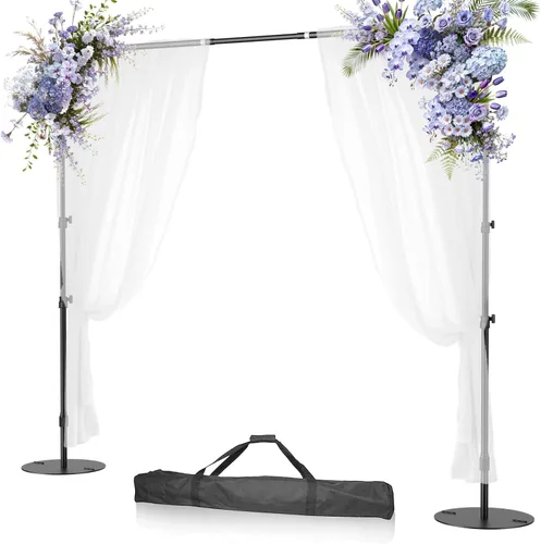 EMART Soporte de fondo ajustable de 7 x 10 pies, kit de soporte de fondo de fotos de tubo y cortina con base de metal resistente, bolsa de agua para