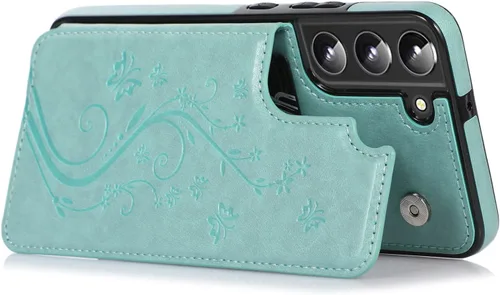 Miniatura 6 de Asuwish Glaxay S22 - Funda para Samsung Galaxy S22 5G con protector de pantalla de vidrio templado, soporte de cuero con tarjetero, doble cierre