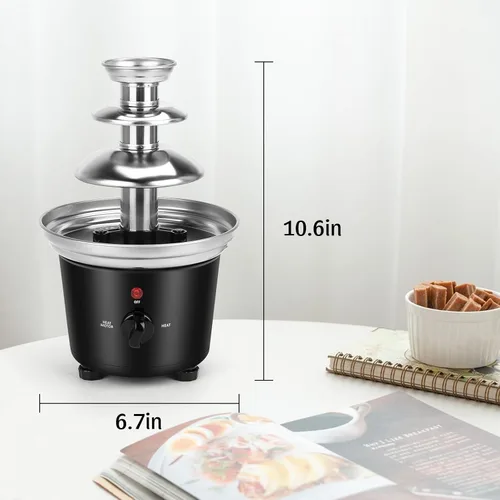 Miniatura 7 de Máquina de fuente de chocolate - Fuente eléctrica de 3 niveles, mini fuente de fondue de chocolate de acero inoxidable para fiestas, queso