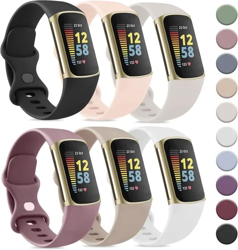 Miniatura 11 de Tobfit Paquete de 6 correas deportivas compatibles con Fitbit Charge 6/Fitbit Charge 5 para mujeres y hombres, correas de silicona suave