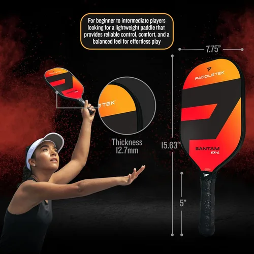 Miniatura 2 de Paddletek Bantam EX-L Paleta de pickleball Palas profesionales de pickleball con núcleo de panal, superficie de policarbonato, núcleo