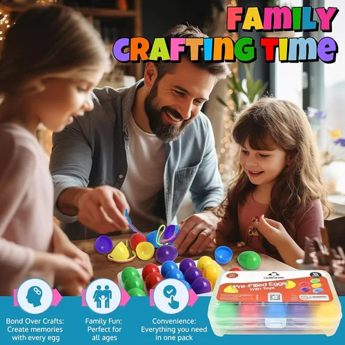 Miniatura 3 de UpBrands Caja a granel de 720 huevos de Pascua prellenados con pulseras de cremallera de juguete para ansiedad, suministros de caza de huevos
