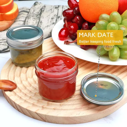 Miniatura 7 de Tarros pequeños de 4 onzas, paquete de 9 tarros de vidrio con tapas regulares, mini tarros de mermelada para gelatina, mermelada, miel, postre
