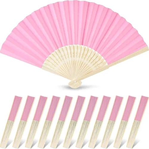 Miniatura 11 de JOHOUSE 12 abanicos de papel blanco de mano – Ventilador de mano plegable de 8.3 pulgadas, ventiladores plegables de mano para mujeres, ventilador