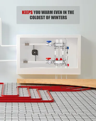 Miniatura 6 de Colector de calefacción de suelo radiante de 2 bucles, tubería PEX, colectores hidrónicos, colector de piso de acero inoxidable radiante