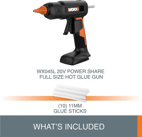 Miniatura 5 de Worx 20V Power Share Pistola de pegamento caliente de tamaño completo WX045L.9- (sólo herramienta)