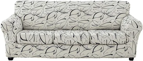 Miniatura 35 de KRFOONN - Fundas elásticas de 4 piezas para sillón y sofá, funda con estampado y 3 fundas independientes para cojines de asiento, lavables, Color01