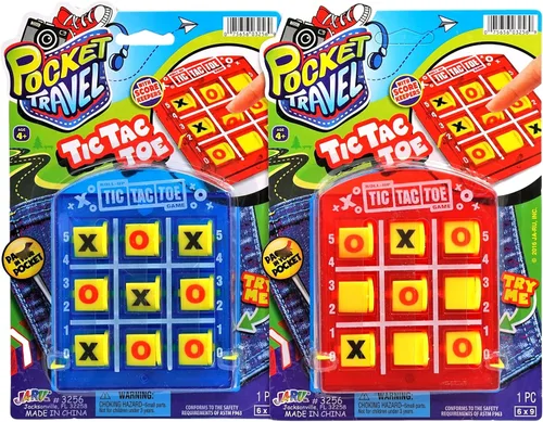 Miniatura 2 de JA-RU Mini juegos de mesa clásicos portátiles de Tic Tac Toe (paquete de 1) para niños. Juegos de viaje de tamaño pequeño. Relleno de calcetín