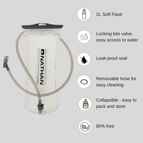 Miniatura 4 de Nathan Chaleco de hidratación para correr con bolsa de 2 litros incluida. Mochila con válvula de mordida para beber - Bolsillo compatible