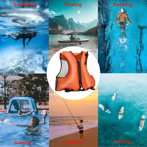 Miniatura 5 de Chaleco de esnórquel para adultos, chaleco inflable de esnórquel, chaquetas de natación, chaquetas flotantes inflables de seguridad