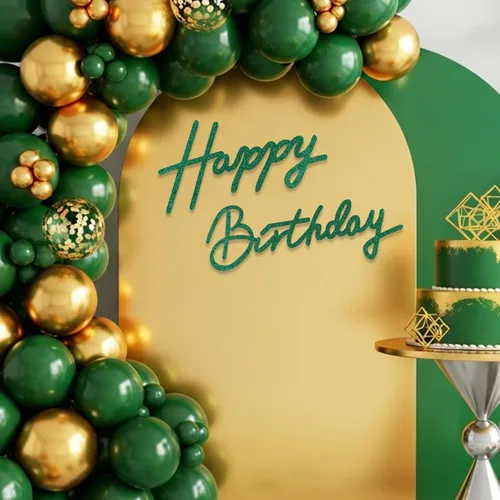 Miniatura 21 de TONIFUL Cartel de feliz cumpleaños para telón de fondo, pancarta de fieltro negro, incluye pegamento de puntos, perfecto para telón de fondo