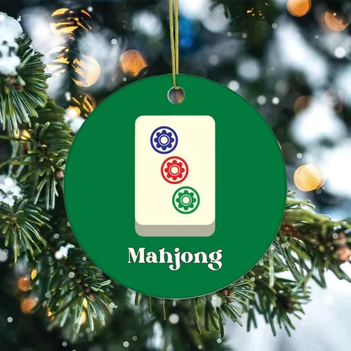 Miniatura 2 de Cheyan Divertido adorno chino de porcelana de Mahjong para decoración del hogar, colgantes de Navidad, árbol de Navidad, adorno colgante de árbol