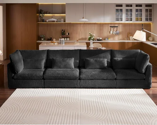 Miniatura 76 de Sofá Modular de Gran Tamaño, Sofá Seccional de Chenilla Nube Extra Profundo con Chaise Otomana, Sofá Esponjoso de Chenilla de 4 Plazas para Sala