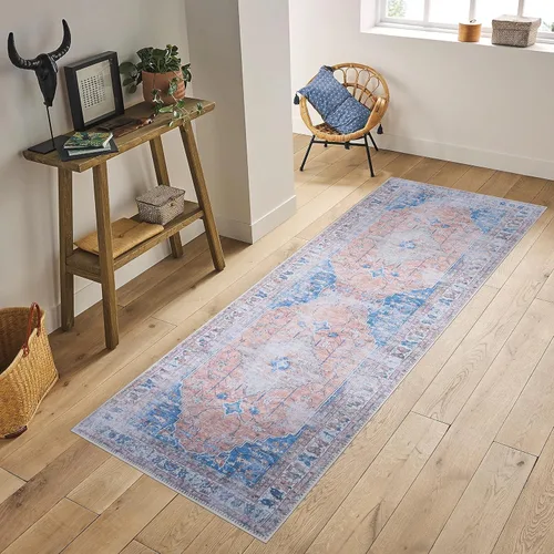 Miniatura 40 de GLN Rugs Bohemian Collection - Alfombra de felpilla lavable a máquina, bohemio vintage, antideslizante, alfombra de felpilla de pelo bajo, alfombra