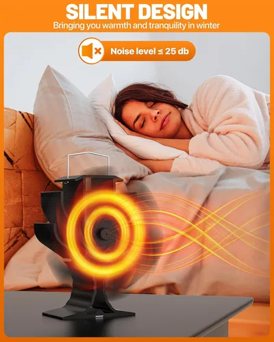 HIDALIFE Ventilador de estufa de leña, ventilador de chimenea alimentado por calor con soporte compatible con calentador Buddy, soplador de estufa