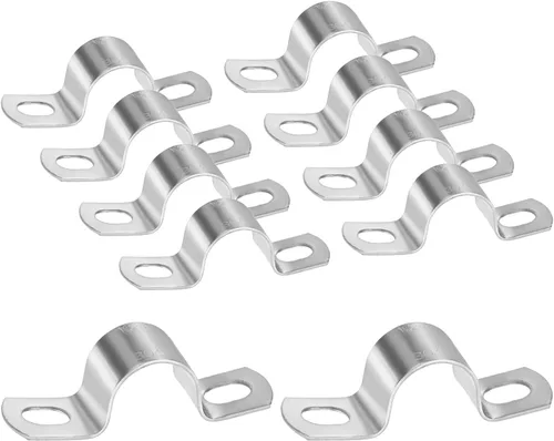 Miniatura 40 de M METERXITY Paquete de 3 abrazaderas de conducto, correa rígida de acero inoxidable 304 de 3-1/2 pulgadas M89 U con 2 agujeros