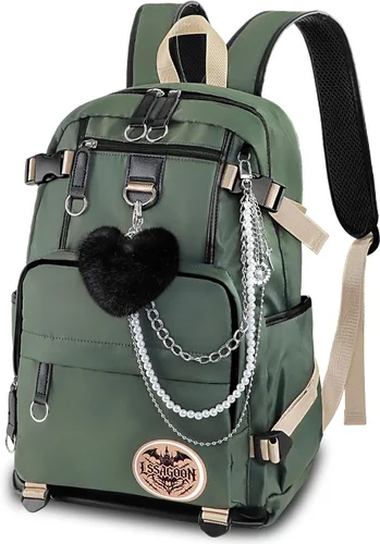 Miniatura 10 de Mochila para mujeres, adolescentes, niños y niñas, resistente al agua, casual, para laptop con puerto de carga USB, bonita bolsa para viajes