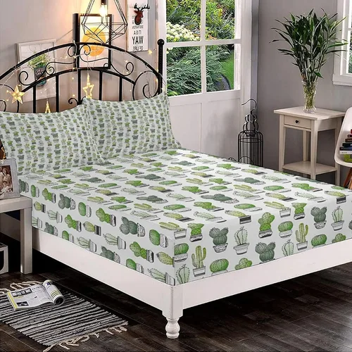 Miniatura 25 de Juego de sábanas decorativas tamaño individual XL, juego de sábanas bajeras con bolsillos profundos de cactus y 2 fundas de almohada