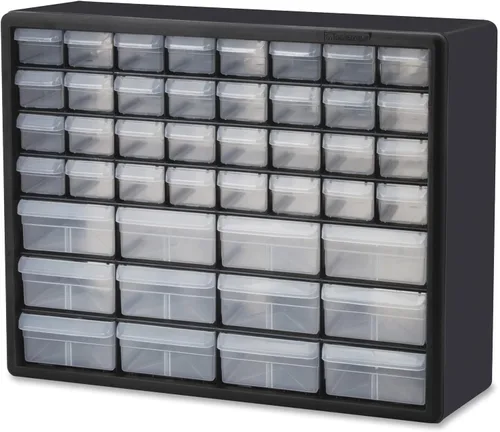 Akro-Mils 10144 - Gabinete de 44 cajones de plástico para almacenamiento de piezas de ferretería y artesanías, 20 pulgadas de ancho x 6.37 pulgadas
