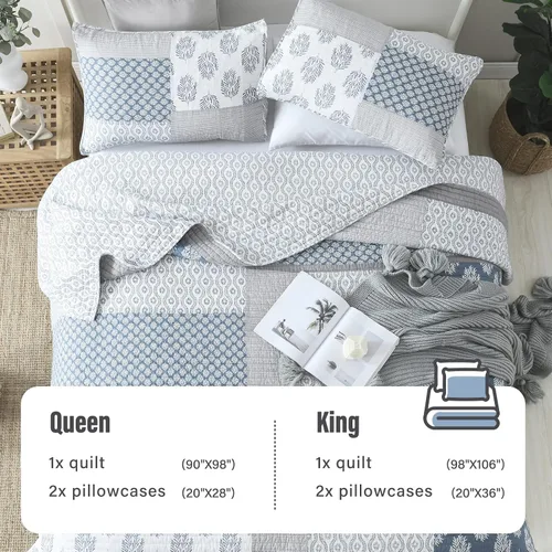Miniatura 5 de Y-PLWOMEN - Juego de cama Queen con edredón/cubrecama de algodón 100% ligera, reversible, floral, rústico, para todas las estaciones