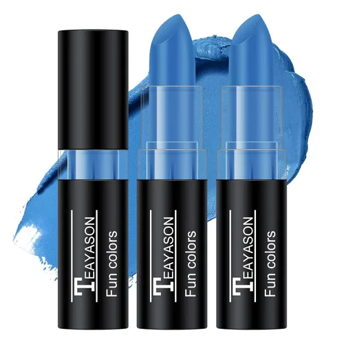 Miniatura 16 de 2Pcs Royal Blue Face Body Paint Stick, Royal Blue Lipstick Makeup Eyeblack for World Cup2026/Baseball/Football/Halloween/Cosplay Party Makeup Cream