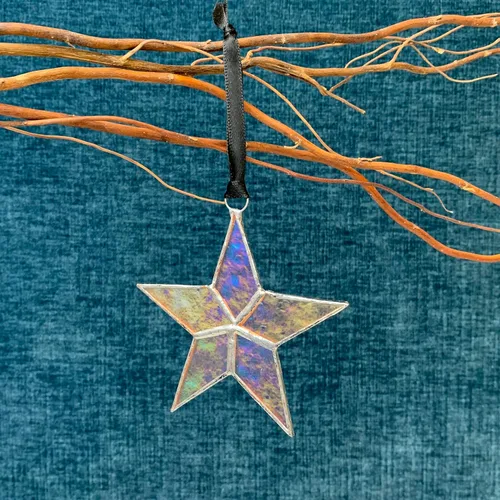 Miniatura 5 de Estrella de vidrieras iridiscente hecha a mano, regalo de mensaje de guerrero, aliento para tiempos difíciles, todo estará bien, regalo