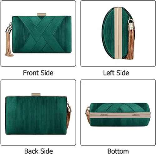 Miniatura 3 de Elegante bolso de mano de seda con colgante de borla para mujer, para novia, boda, graduación, fiesta de noche