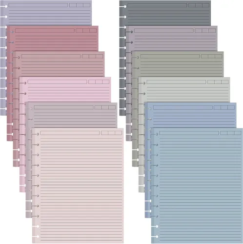 Miniatura 10 de PerKoop 12 paquetes de 480 hojas de papel de recambio de argollas de colores 8.5 x 11 pulgadas con rayas universitarias, tamaño carta, papel rayado