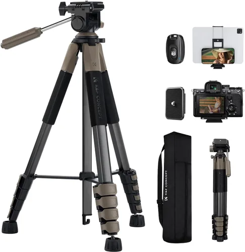 Miniatura 11 de K&F CONCEPT Trípode para cámara, 75 pulgadas, ligero, portátil, para viajes al aire libre, trípodes DSLR para cámara, teléfono, grabación de video